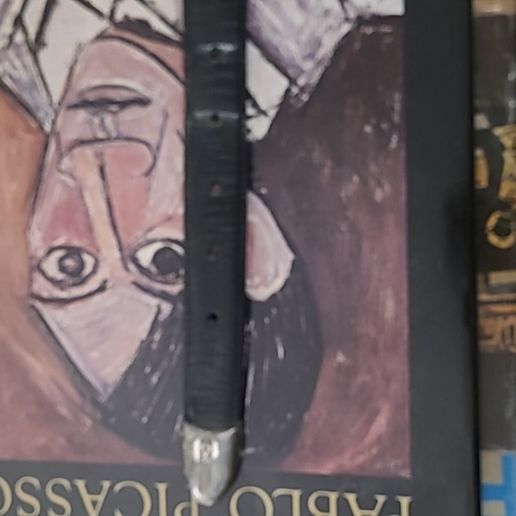 ONYX BY BRIGHTON LEATHER BELT WITH SILVER GOLF MOTIFS - Picture 5 of 10